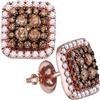 Image 1 : 1.01 CTW Brown Diamond Square Cluster Earrings 14KT Rose Gold - REF-103W4K