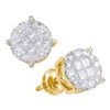 Image 1 : 1.5 CTW Princess Diamond Soleil Cluster Earrings 14KT Yellow Gold - REF-149N9F