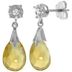 Genuine 6.06 ctw Citrine & Diamond Earrings Jewelry 14KT White Gold - REF-37Z4N