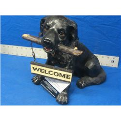large 12" black lab welcome accent