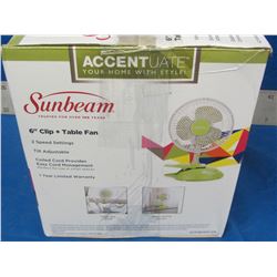 Sunbeam 6" clip& table fan
