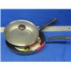 Image 1 : lot of 2 non stick frying pans one with lid / 12"&10"