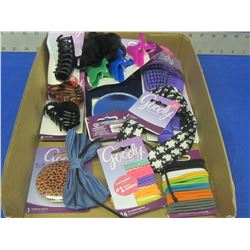 Flat of Goody hair products/ brush/hair elastics/clips/headwrap etc.