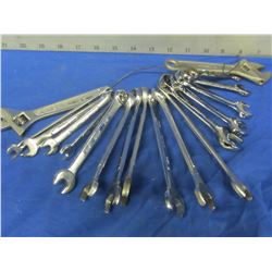 Large lot of 18 wrenches Mastercraft/sears
