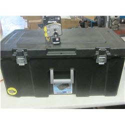 Black storage box / 2 latch & comes with Master Lock padlock