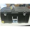 Image 1 : Black storage box / 2 latch & comes with Master Lock padlock