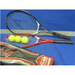 Set of 2 New Tennis Raquets with 3 balls and carry bag