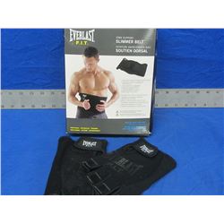 New Everlast Core support slimmer belt 30-44" and 1 pair Everlast gloves xl