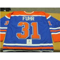 Hand Signed Grant Fur # 31 Oilers Jersy with Becket C.O.A