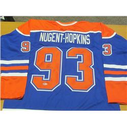 Hand Signed Ryan Nugent Hopkins # 93 Oilers Jersy with Becket C.O.A