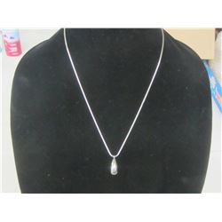 22" stainless  chain with teardrop pendant