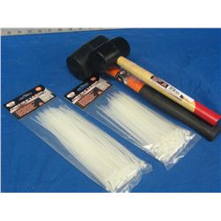 2 New rubber mallets & 2 packs of zip ties 100 each 6 & 8"