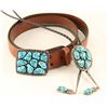 Image 1 : Matching Sterling Silver & Turquoise Buckle & Bolo