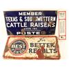Image 1 : 2 Vintage Metal Signs & Thermometer