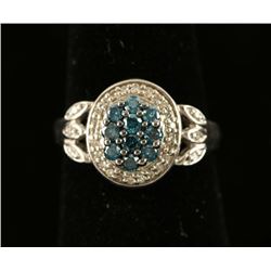 Blue & White Diamond Ring