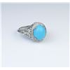 Image 1 : Gorgeous Turquoise & Diamond Vintage Design Ring