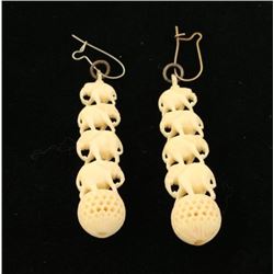 Carved Pre Ban Ivory Earrings