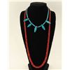 Image 1 : Apple Coral & Turquoise Bead Necklace