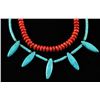 Image 2 : Apple Coral & Turquoise Bead Necklace