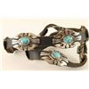 Image 2 : Leather Hatband with Sterling & Turquoise Conchos