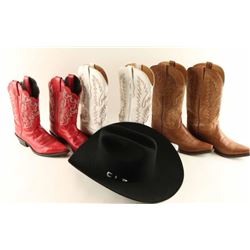 Lot of 3 Cowboy Boots & Hat
