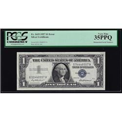 1957 $1 Silver Certificate Note Mismatch Serial Number ERROR PCGS Very Fine 35PP