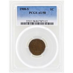 1908-S Indian Head Penny Coin PCGS AU58