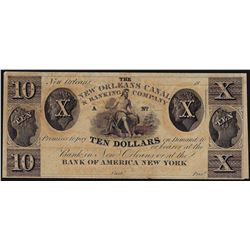 1800's $10 New Orleans Canal & Banking Company Obsolete Note