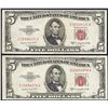 Image 1 : Lot of (2) 1953B $5 Legal Tender Notes