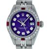 Image 2 : Rolex Stainless Steel Purple Diamond and Ruby DateJust Ladies Watch