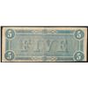 Image 2 : 1864 $5 Confederate States of America Note