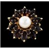 14KT Yellow Gold 7.7mm Pearl and Pyrope Garnet Ring