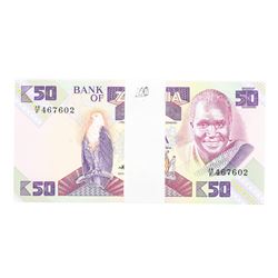 Pack of (100) Zambia 50 Kawacha Uncirculated Notes