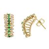 Image 2 : 14KT Yellow Gold 0.54 ctw Diamond and Emerald Earrings