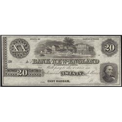 1800's $20 Bank of New England Goodspeeds Obsolete Note