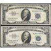 Image 1 : Lot of (2) 1953A $10 Silver Certificate Notes