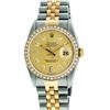 Rolex Mens Two Tone Champagne Diamond Datejust Wristwatch