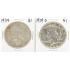 Lot of 1934 & 1934-D $ Peace Silver Dollar Coins