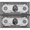 Image 1 : Lot of (2) 1914 $5 Federal Reserve Notes Richmond