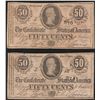 Image 1 : Lot of (2) 1864 Fifty Cents Confederate States of America Notes