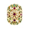 Image 2 : 18KT Yellow Gold Emerald, Ruby and Pearl Ring