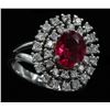 Image 2 : 14KT White Gold 2.59 ctw Oval Cut Rubellite and Diamond Anniversary Band Ring