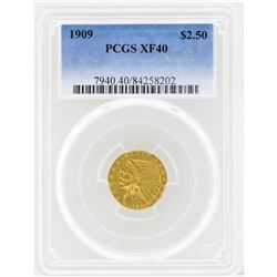 1909 $2 1/2 Indian Head Quarter Eagle Gold Coin PCGS XF40