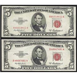 Lot of (2) 1953A $5 Legal Tender Notes