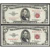 Image 1 : Lot of (2) 1953A $5 Legal Tender Notes