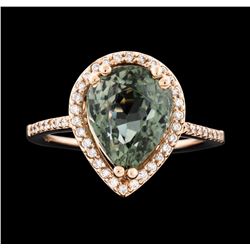 14KT Rose Gold 4.60 ctw Green Tourmaline and Diamond Ring