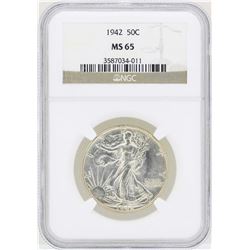 1942 Walking Liberty Half Dollar Coin NGC MS65