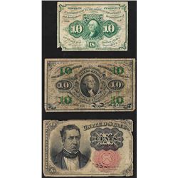 Lot of (3) Ten Cent Fractional Currency Notes