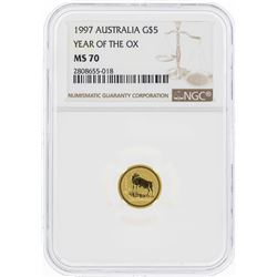 1997 $5 Australia Year of the Ox Gold Coin NGC MS70