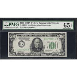 1934A $500 Federal Reserve Note Chicago Fr.2202-G PMG Gem Uncirculated 65EPQ